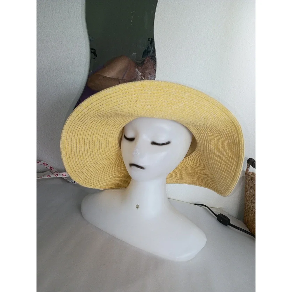 Womens‎ Wide Brim Floppy Straw Sun Hat Tan Paper Braid Buckle Band Summer Beach